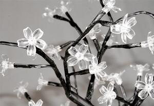Dekoracyjne LED drzewo z kwiatami - 45 cm, zimna biel
