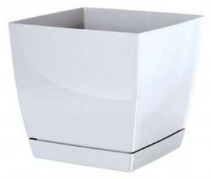 Osłonka na doniczkę Coubi Square z podstawką biały, 18 x 18 x 16,5 cm