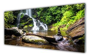 Obraz Szklany Wodospad Las Natura Potok