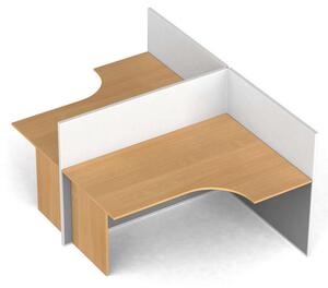 Zestaw parawanów biurowych ze stołem ergonomicznym PRIMO, magnetyczny, 2 miejsca, brzoza