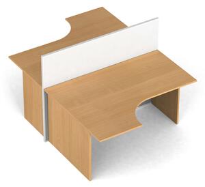 Zestaw parawanów biurowych ze stołem ergonomicznym, magnetyczny 2 miejsca, buk