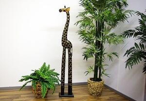 Drewniana Ghana żyrafa - ciemne drewno 28 x 18 x 150 cm