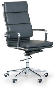 Krzesło biurowe KIT, skóra, czarny, chrom