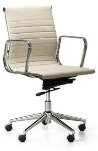 Krzesło biurowe STYLE S, skóra, kremowy