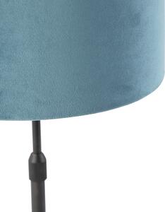 Lampa stołowa regulowana czarna klosz welurowy niebieski 25cm - Parte Oswietlenie wewnetrzne