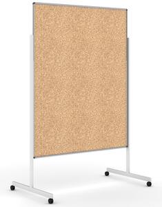 Tablica informacyjno-prezentacyjna na kółkach, parawan, 1200 x 1500 mm, korek