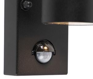 Zewnetrzna Kinkiet / Lampa scienna zewnętrzny czarny IP44 z czujnikiem ruchu - Solo Oswietlenie zewnetrzne