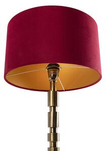 Lampa stołowa art deco brąz klosz welurowy czerwony 35cm - Torre Oswietlenie wewnetrzne