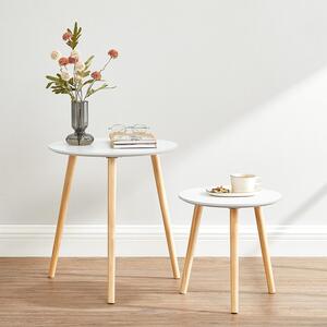 Okrągły stolik boczny w stylu skandynawskim, biały/naturalny, 2 szt. w zestawie