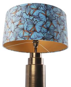 Lampa stołowa art deco brąz klosz welurowy motyle 50cm - Bruut Oswietlenie wewnetrzne