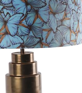 Lampa stołowa art deco brąz klosz welurowy motyle 50cm - Bruut Oswietlenie wewnetrzne