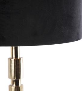 Lampa stołowa art deco złota klosz welurowy czarny 35cm - Torre Oswietlenie wewnetrzne