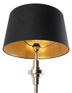 Lampa stołowa art deco złota klosz bawełniany czarny 45cm - Diverso Oswietlenie wewnetrzne
