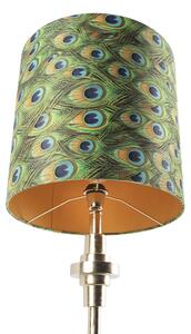 Lampa stołowa art deco złota klosz welurowy pawie oczka 40cm - Diverso Oswietlenie wewnetrzne