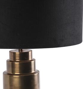 Lampa stołowa art deco brąz klosz welurowy czarny 50cm - Bruut Oswietlenie wewnetrzne
