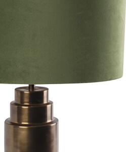 Lampa stołowa art deco brąz klosz welurowy zielony 50cm - Bruut Oswietlenie wewnetrzne