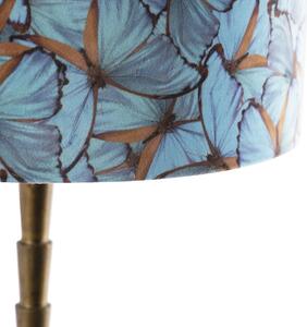 Lampa stołowa art deco brąz klosz welurowy motyle 35cm - Pisos Oswietlenie wewnetrzne