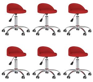 Obrotowe krzesła stołowe, 6 szt, winna czerwień, sztuczna skóra