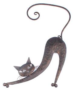 Metalowy kot na ścianę brązowy, KY1510