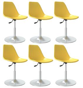 Obrotowe krzesła stołowe, 6 szt., żółte, PP