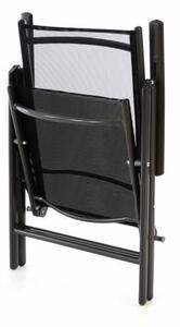Regulowane krzesło ogrodowe + stołek na nogi - czarny