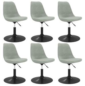 Obrotowe krzesła stołowe, 6 szt., jasnoszare, obite aksamitem
