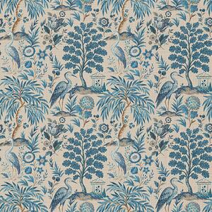 Tapety Styl Toile de Jouy z niebieskimi ptakami i tropikalnymi drzewami, Tapety Z kwiatami, a00382 : Uwalls.pl
