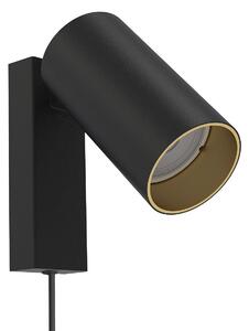 Sypialniana lampa ścienna Mono 7765 spot z włącznikiem czarny - złoty || czarny