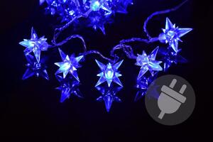 Świąteczne LED lampki - niebieskie gwiazdki, 4m