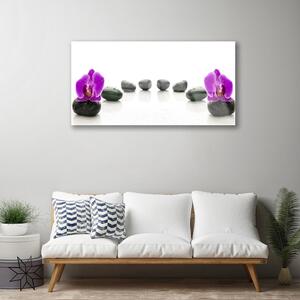 Obraz Szklany Kwiat Storczyki Kamyczki