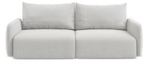 Jasnoszara aksamitna rozkładana sofa ze schowkiem 238 cm Kalena – Makamii