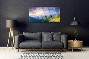 Obraz Szklany Góra Łąka Słońce Krajobraz