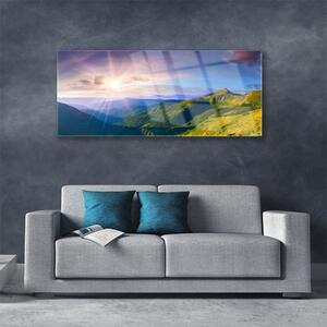 Obraz Szklany Góra Łąka Słońce Krajobraz