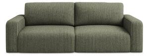 Zielona sztruksowa rozkładana sofa ze schowkiem 252 cm Kona – Makamii