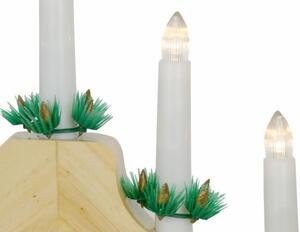Świąteczna dekoracja - drewniany świecznik, 7 diod LED