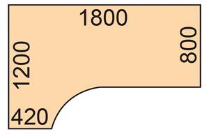 Stół z regulacją wysokości PRIMO ADAPT, elektryczny, 1800 x 1200 x 625-1275 mm, ergonomiczny lewy, czereśnia, szary stelaż