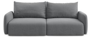 Szara aksamitna rozkładana sofa ze schowkiem 238 cm Kalena – Makamii