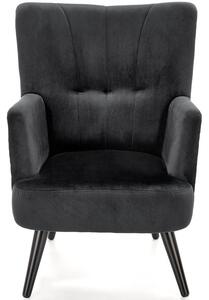 Fotel tapicerowany uszak pikowany PAGONI - czarny
