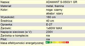 Lampa podłogowa ADAMANT S-0503/1 GR