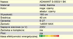 Lampa podłogowa ADAMANT S-0503/1 BK