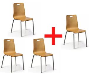 Drewniane krzesło do jadalni BETTY 3+1 GRATIS, naturalne
