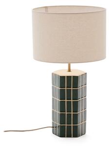 Zielono-kremowa lampa stołowa z tekstylnym kloszem (wysokość 61,5 cm) Rue – Kave Home