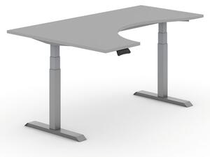 Stół z regulacją wysokości PRIMO ADAPT, elektryczny, 1800x1200x625-1275 mm, ergonomiczny lewy, szary, szary stelaż