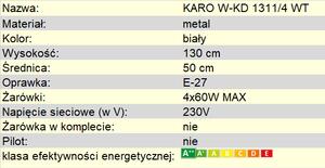 Lampa wisząca industrialna loft KARO W-KD 1311/4 WT
