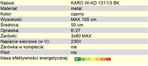Lampa wisząca industrialna druciana KARO W-KD 1311/3 BK-B