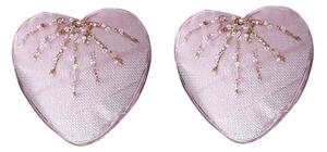 Zestaw aksamitnych ozdób świątecznych Altom „Shiny Hearts” 2 szt., różowy