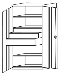 Metalowa szafa warsztatowa, 1950x950x500 mm, 2 półki, 3 szuflady