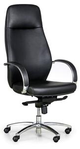 Fotel biurowy AXIS, prawdziwa skóra, capuccino