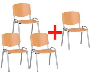 Drewniane krzesło ISO, buk, kolor konstrucji szary, nośność 120 kg, 3+1 GRATIS