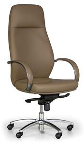 Fotel biurowy AXIS, prawdziwa skóra, brązowy